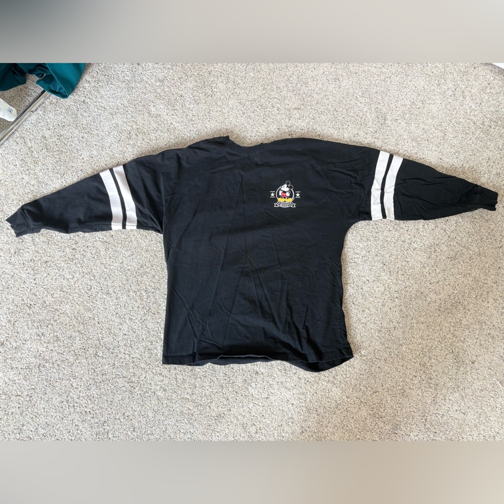 Disney Black Long Sleeve Jersey Tee with White Stripes